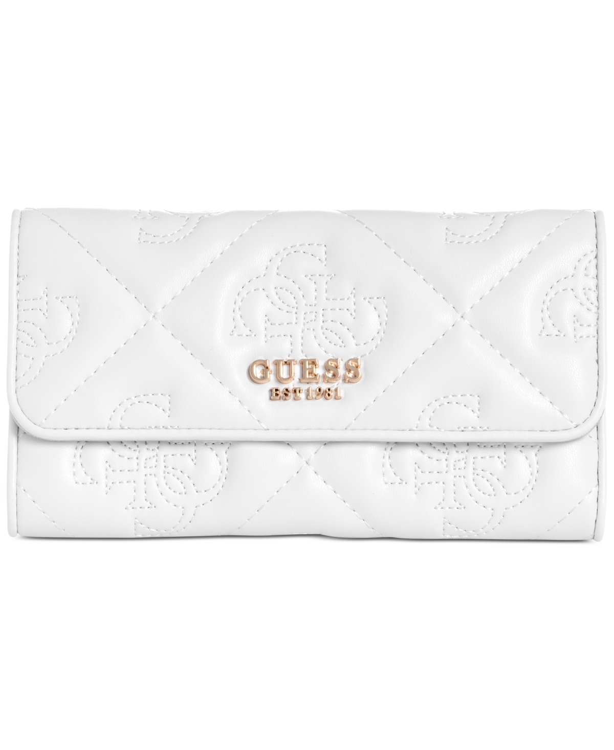 Guess Marieke Quilted Wallet In White Logo