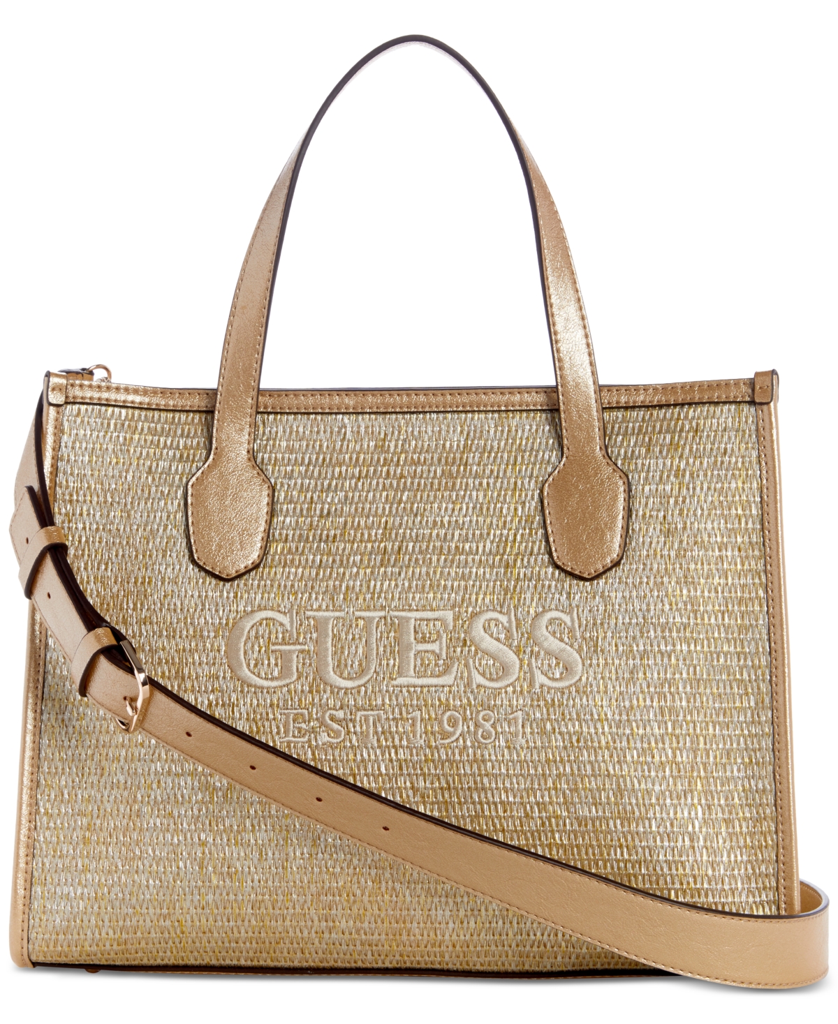 Guess Silvana Double Compartment Tote In Gold
