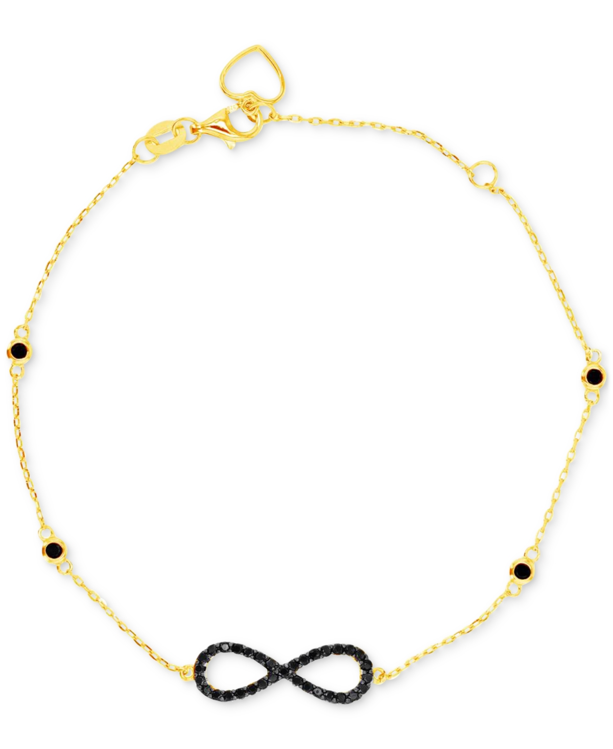 Macy's Black Cubic Zirconia Infinity Chain Link Bracelet In 14k Gold-plated Sterling Silver