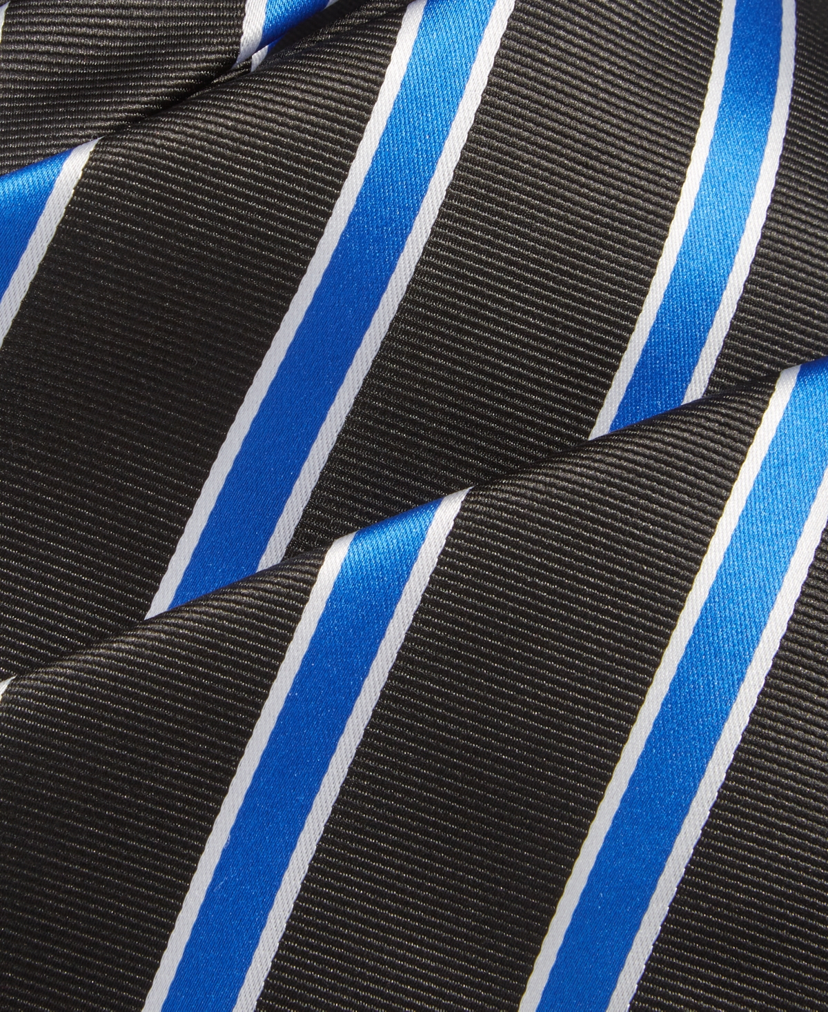 Shop Tayion Collection Men's Royal Blue & White Stripe Tie In Black