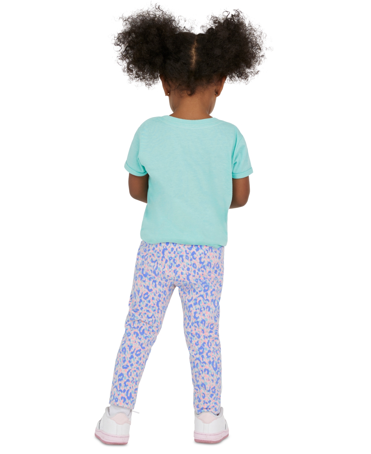 Shop Champion Toddler & Little Girls Logo Graphic T-shirt & Printed Leggings, 2 Piece Set In Aruba Blue