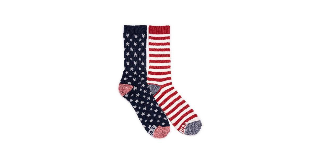Muk Luks Men's 2 Pack Crew Socks - Stars  stripes