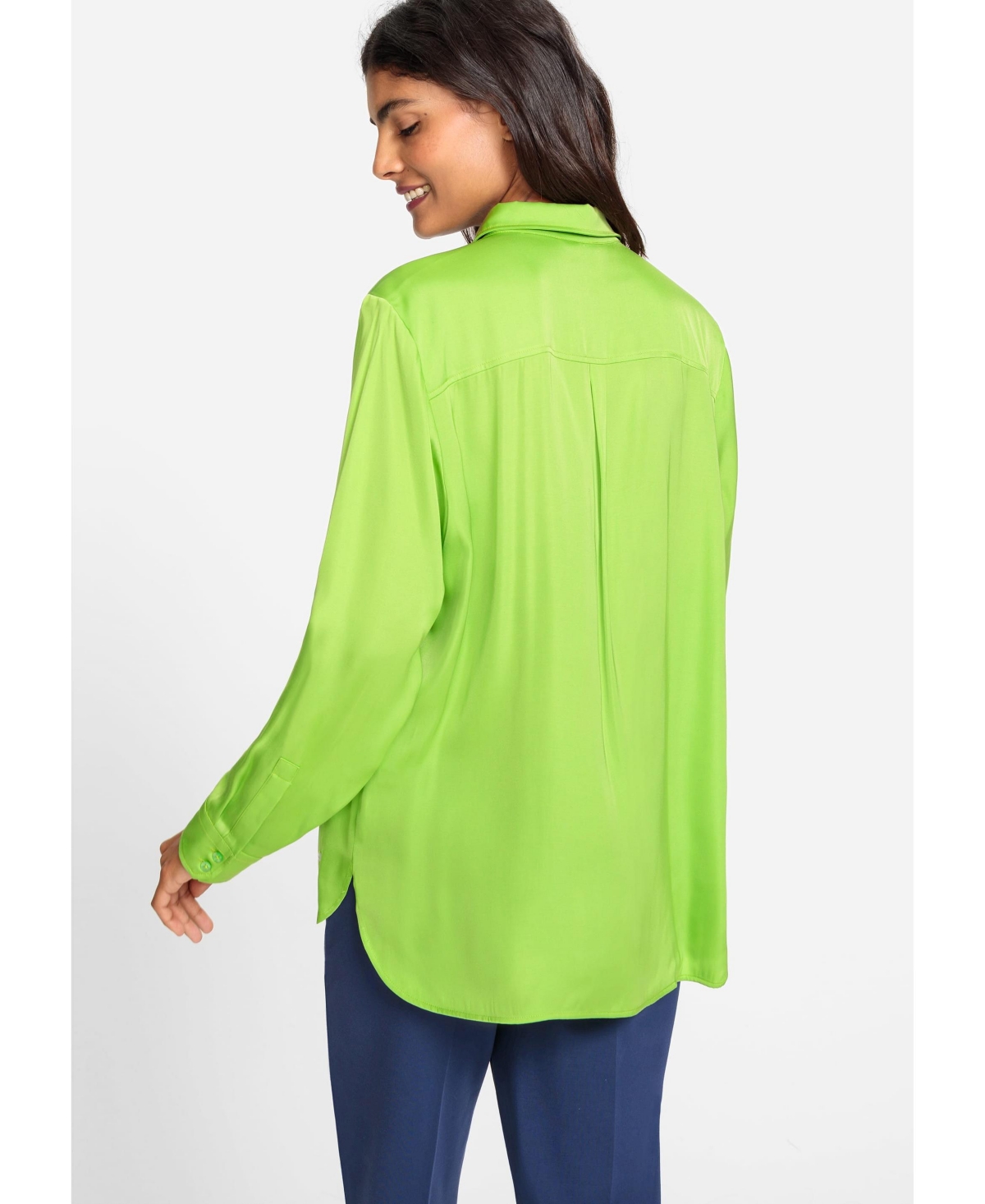 1/1 sleeve Blouse Woven Long Sleeves closed shirt collar Solid