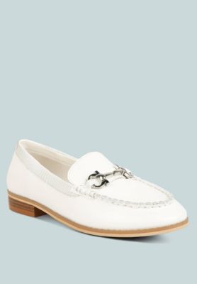 HOLDA Womens Horsebit Embellished Loafers With Stitch Detail