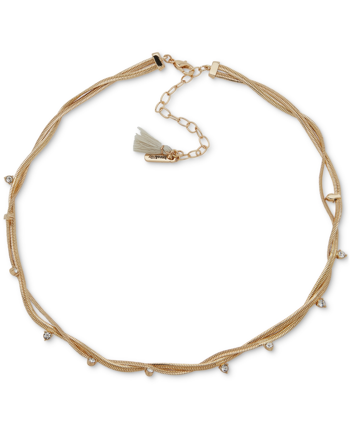 Shop Lonna & Lilly Gold-tone Pave Twisted Collar Necklace, 16" + 3" Extender In Crystal Wh