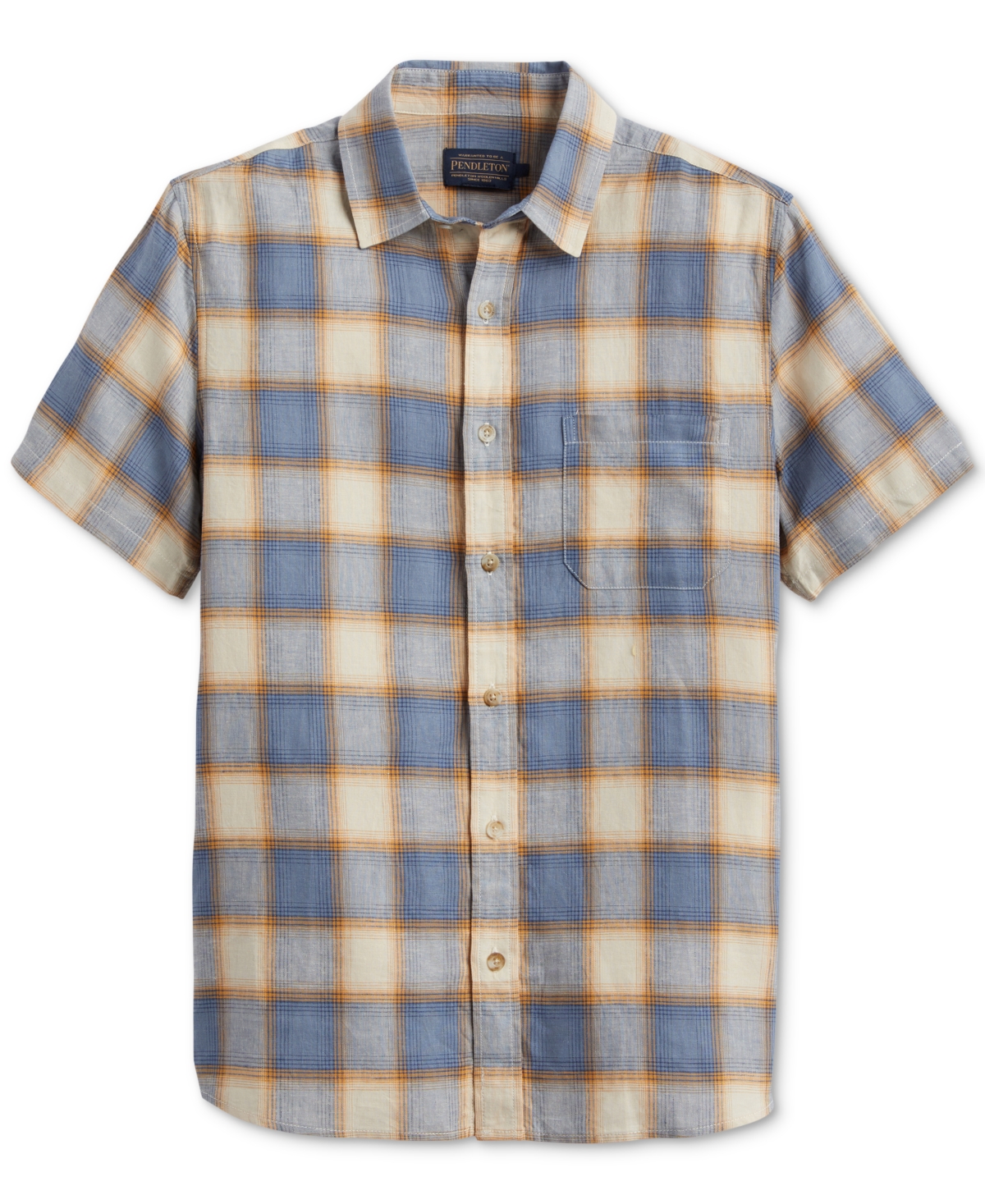 Pendleton Men's Dawson Plaid Short Sleeve Button-Front Shirt - Indigo Plaid