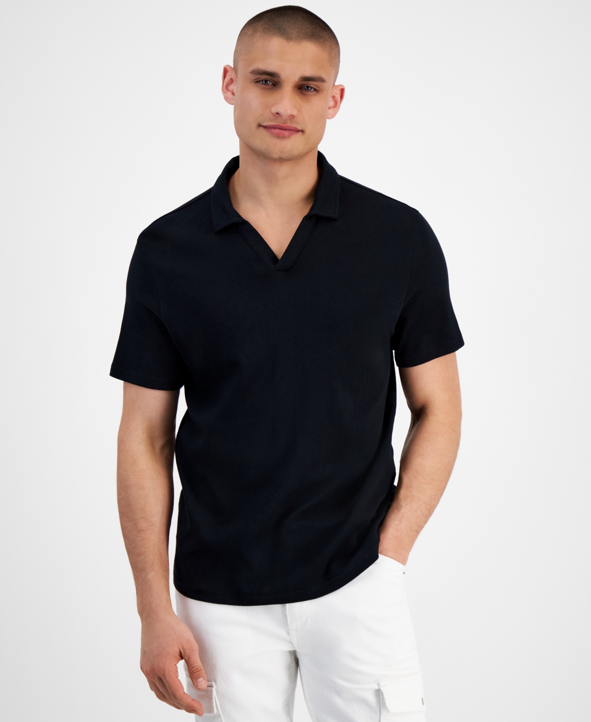 Shop Inc International Concepts Men's Johnny Interlock Polo Shirt, Created For Macy's In Deep Black