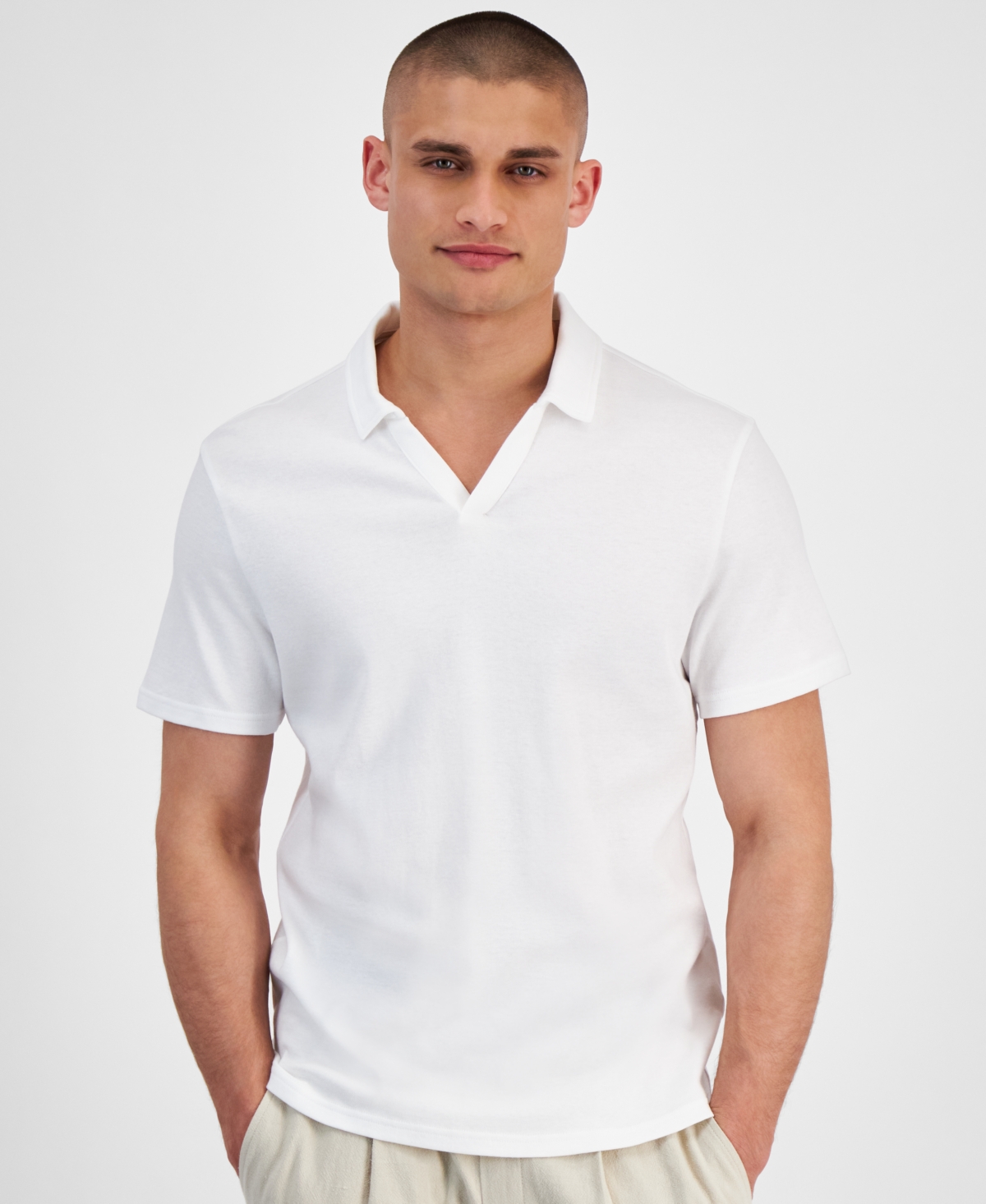 Shop Inc International Concepts Men's Johnny Interlock Polo Shirt, Created For Macy's In Bright White