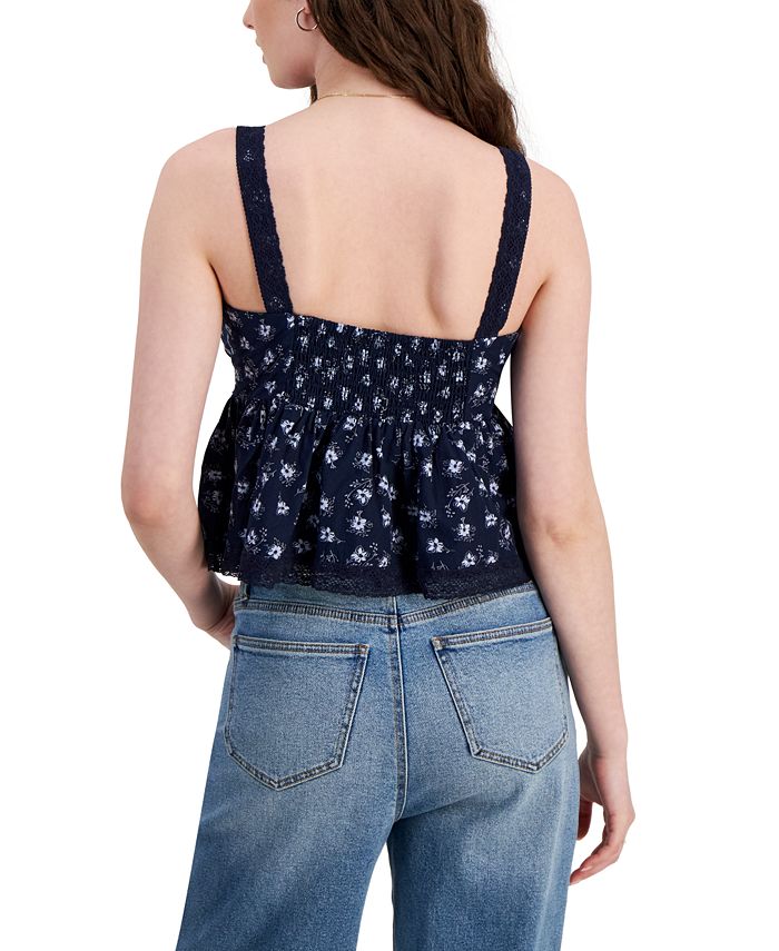 Celebrity Pink Juniors' Crochet-Trim Babydoll Top - Macy's