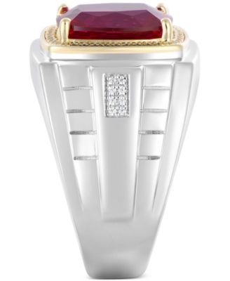 Men's Lab-Created Ruby (7-1/5 ct. t.w.) & Diamond (1/6 ct. t.w.) in Sterling Silver & 10k Gold (Also in Lab-Created Sapphire)