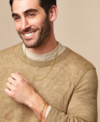 Italian gold men's figaro chain outlet bracelet in 10k gold