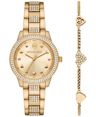Women's Tibby Three-Hand Gold-Tone Stainless Steel Watch 34mm and Bracelet Gift Set