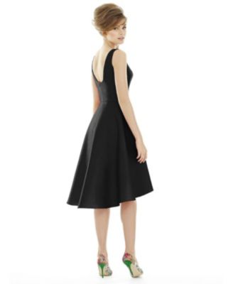Bateau Neck Satin High Low Cocktail Dress