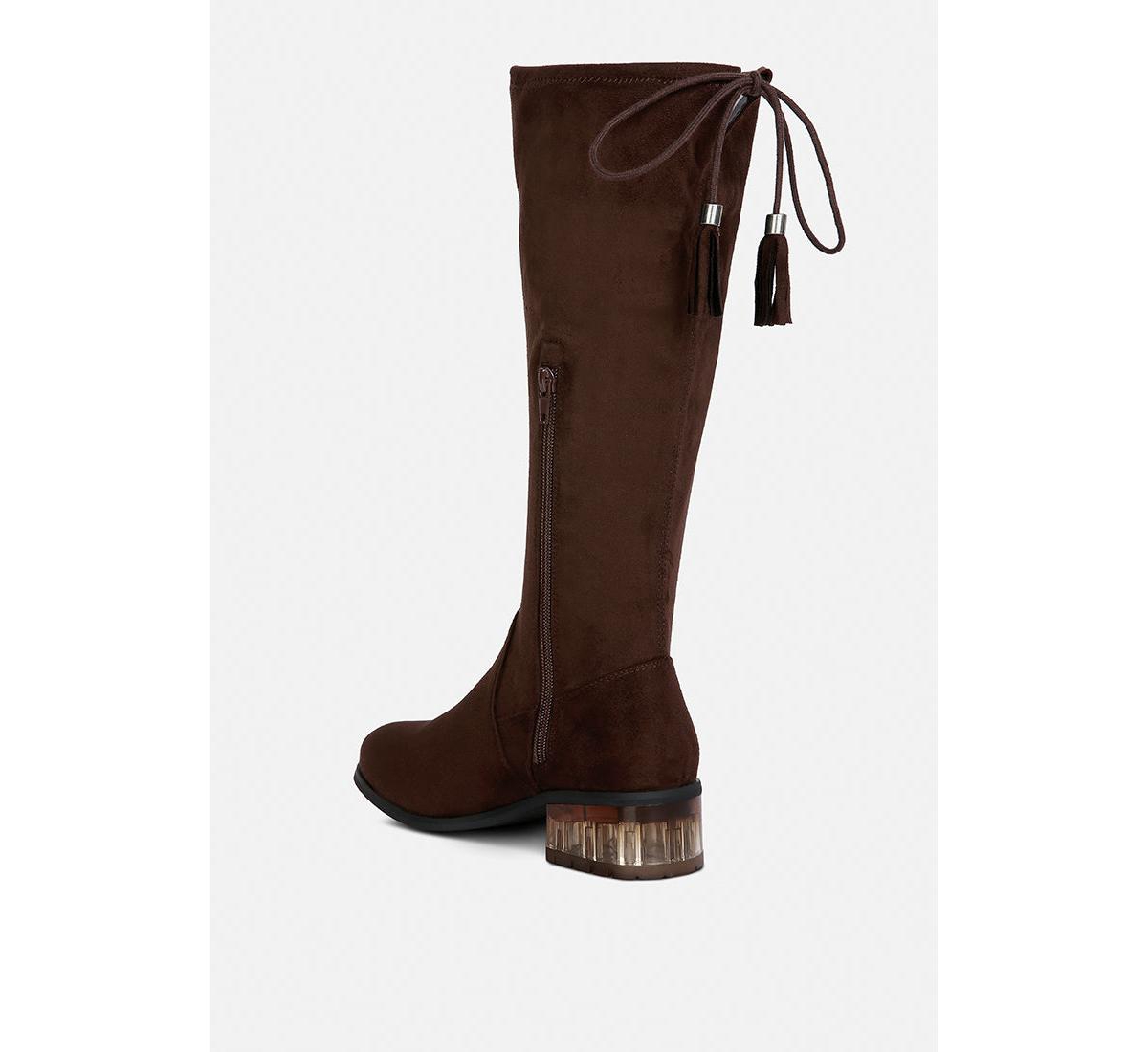 Francesca tassels detail short heel calf boot