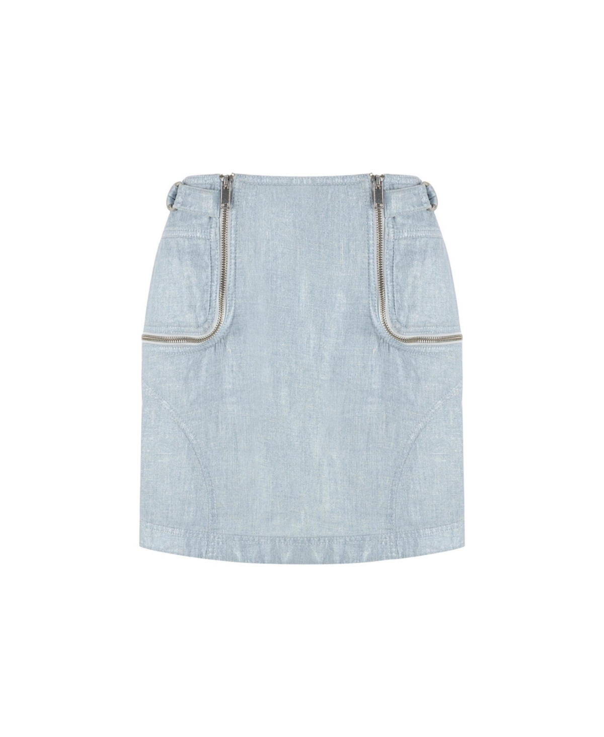 Women's Metallic Mini Skirt - Ice blue