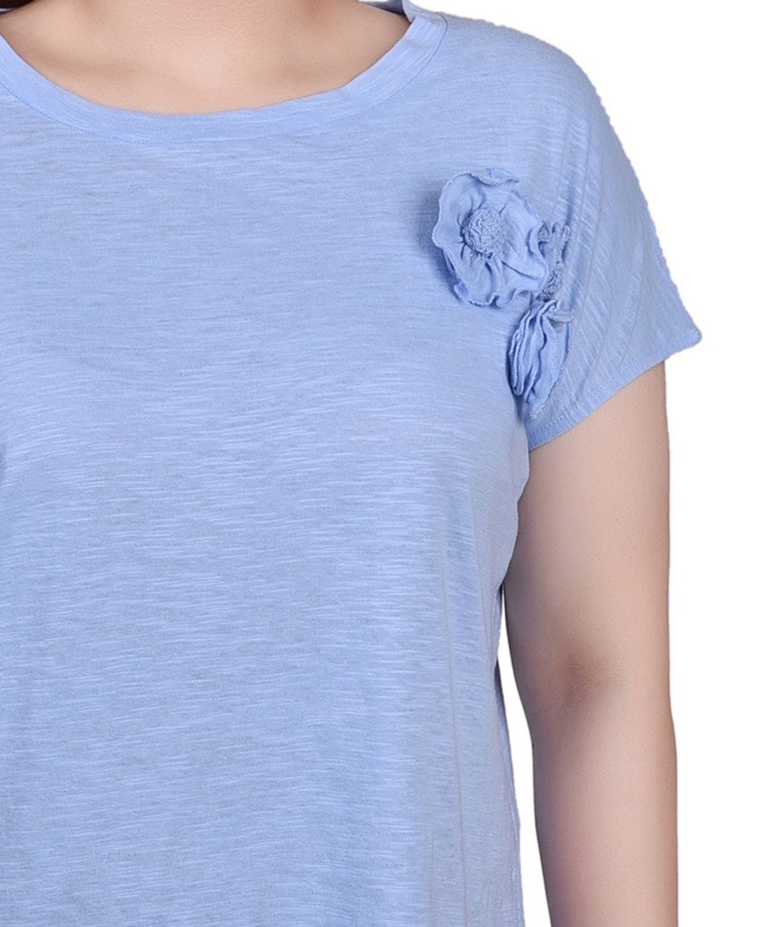 Petite Short Sleeve Slub Knit Top