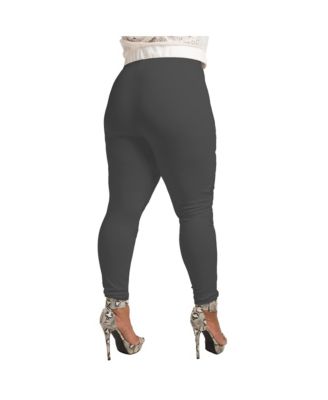 Women's Plus Size Curvy-Fit Lace Inset Pull-On Ponte Legging