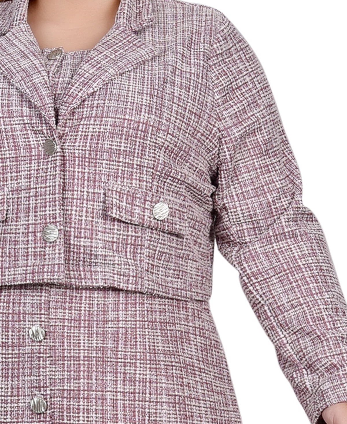 Ny Collection Plus Size Long Sleeve Jacket and Tweed Dress, 2 Piece Set
