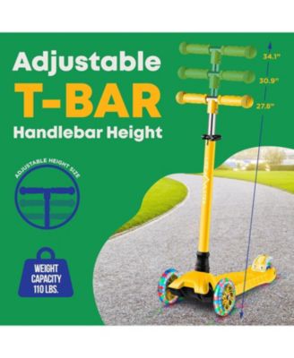 Mini 3-Wheel Kids Scooter with LED light-up wheels, 4-height adjustable handlebar, anti-slip deck & safety brake, for ages 2+, teal