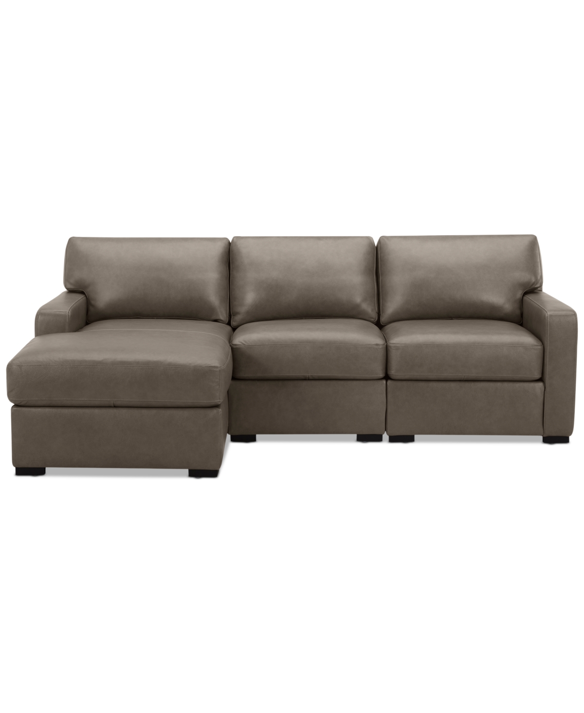 Macy's Radley 3-pc. Leather Modular Chaise Sectional, Created For  In Taupe