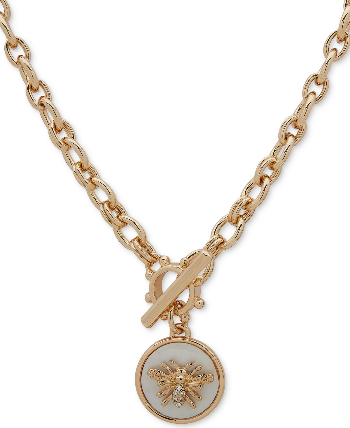 Shop Anne Klein Gold-tone Bee Motif Pendant Necklace, 18" + 3" Extender