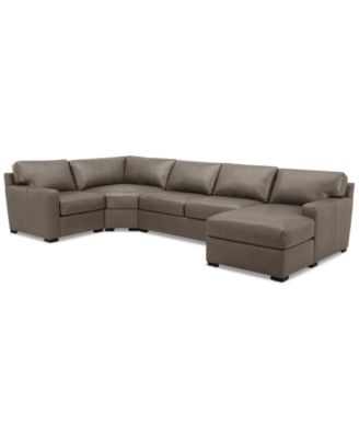 Radley 148" 4-Pc. Leather Wedge Modular Chaise Sectional