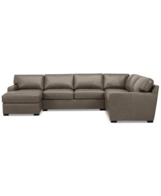 Radley 136" 5-Pc. Leather Square Corner Modular Chase Sectional