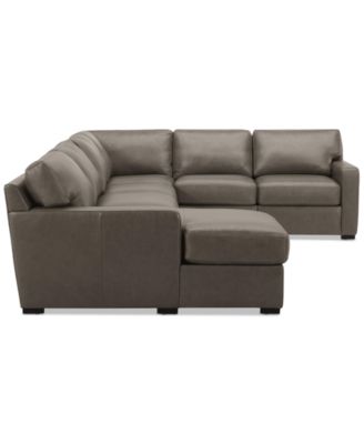 Radley 129" 6-Pc. Leather Square Corner Modular Chaise Sectional