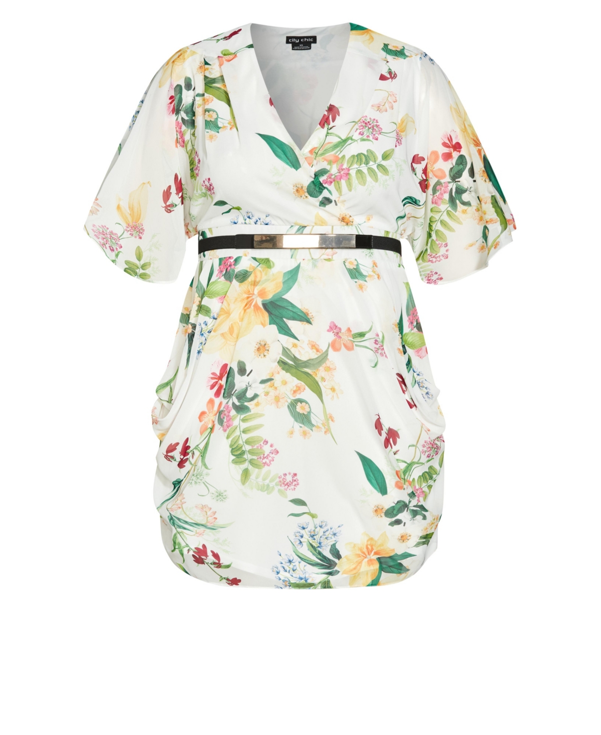 City Chic Plus Size Color Wrap Print Dress