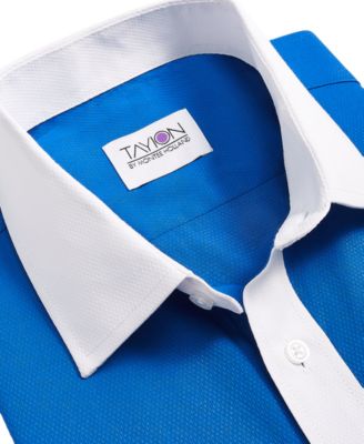 Men's Slim-Fit White Trim Solid Dress Shirt