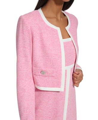 KARL LAGERFELD PARIS Women's Slub-Knit Jacquard Jacket Macy's