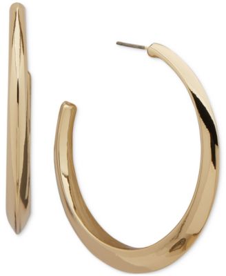 Anne Klein - Gold-Tone Medium Bevel C-Hoop Earrings