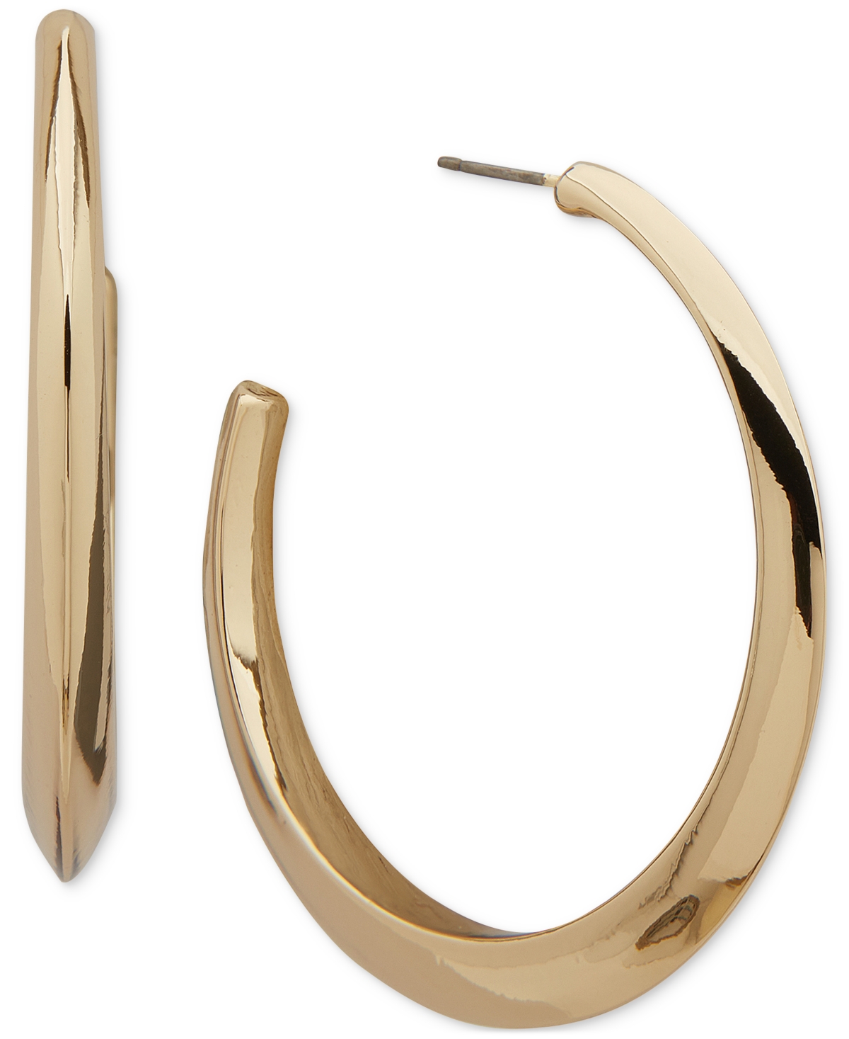 Shop Anne Klein Gold-tone Medium Bevel C-hoop Earrings
