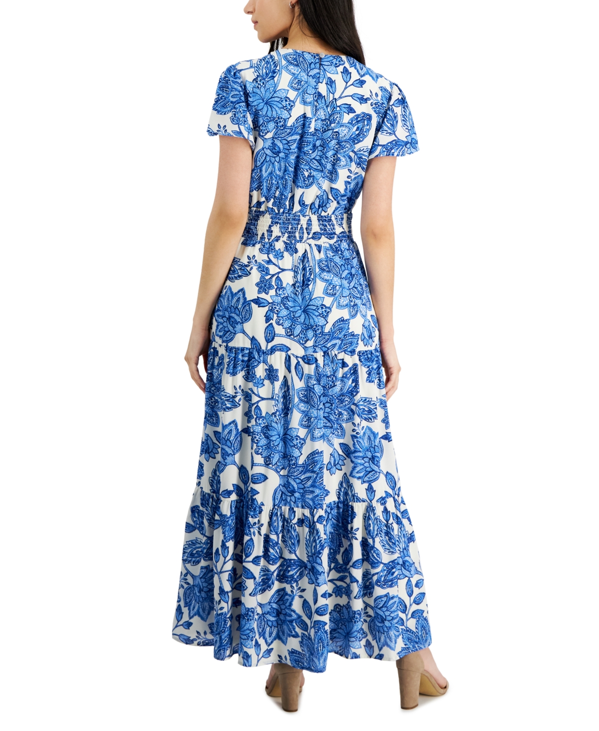 Tinsel Petite Paisley-print Long-sleeve Maxi Dress In Large Blue Floral