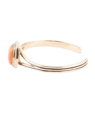 River Rocks Genuine Orange Quartz Abstract Cuff Bracelet