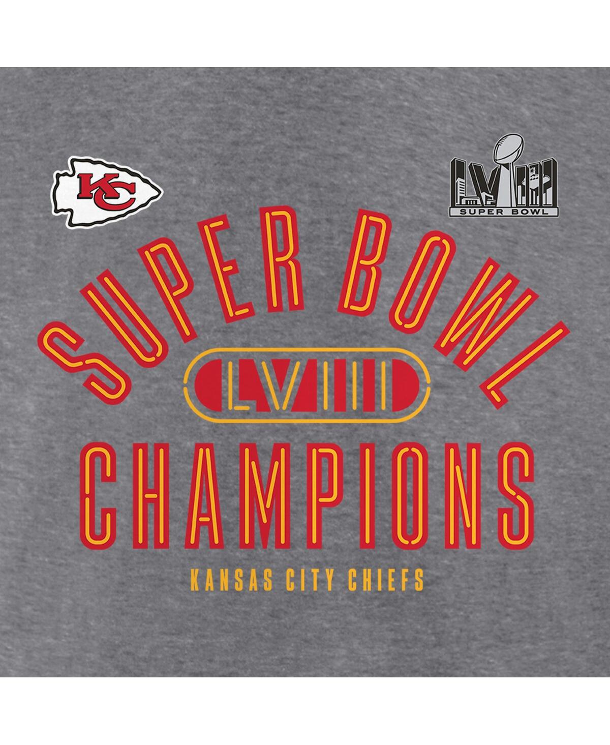Women's FanaticsKansas City Chiefs Super Bowl Lviii Champions Under the Lights Tri-Blend 3/4-Sleeve T-shirt - Heather Gray, White