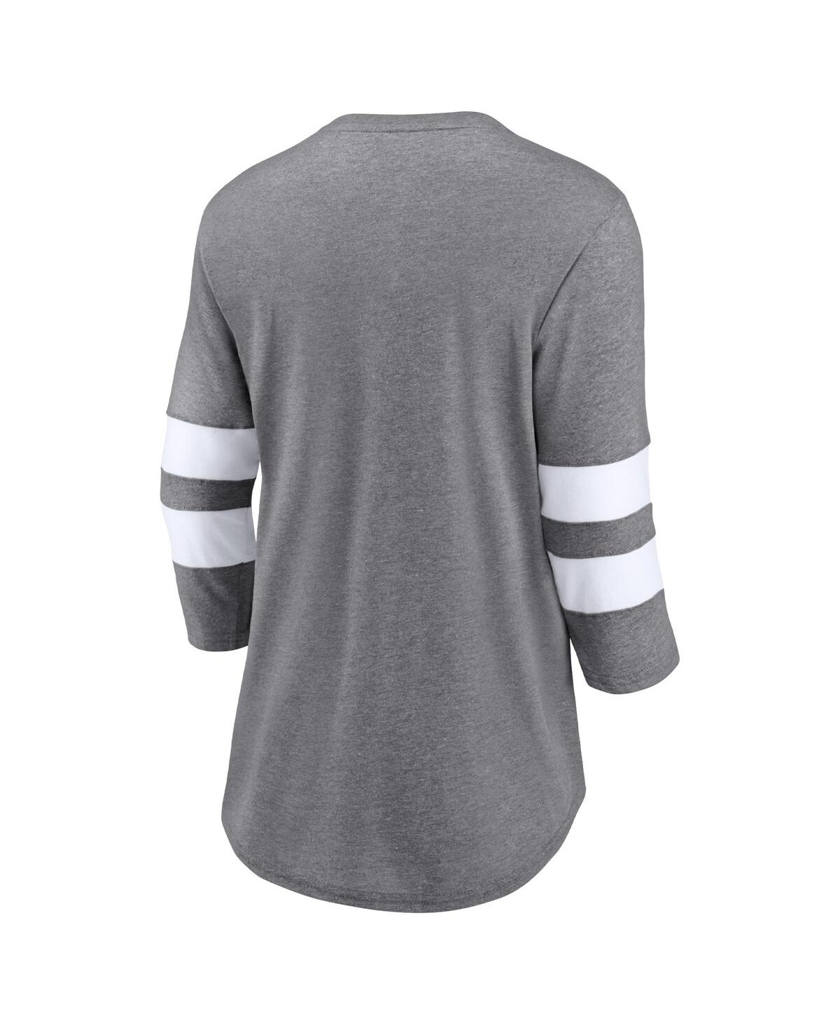 Women's FanaticsKansas City Chiefs Super Bowl Lviii Champions Written Script Tri-Blend 3/4-Sleeve T-shirt - Heather Gray, White