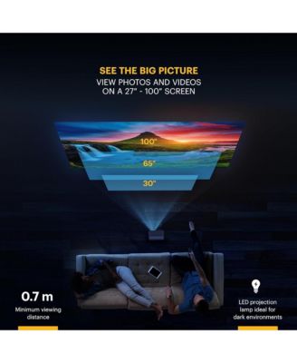 FLIK X1 100” Mini Projector, Portable Pico Projector - Black