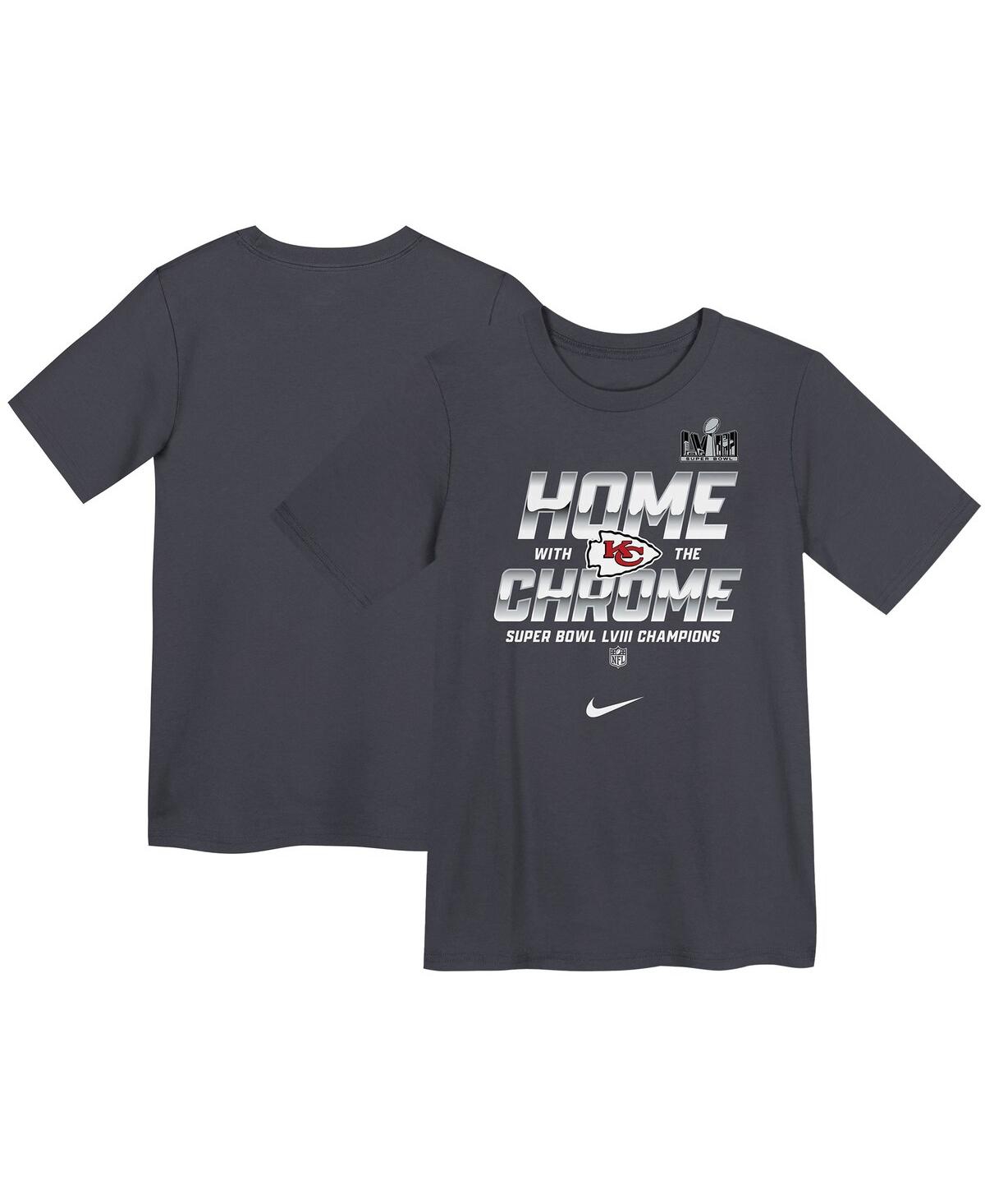 Shop Nike Little Boys And Girls  Anthracite Kansas City Chiefs Super Bowl Lviii Champions Parade T-shirt