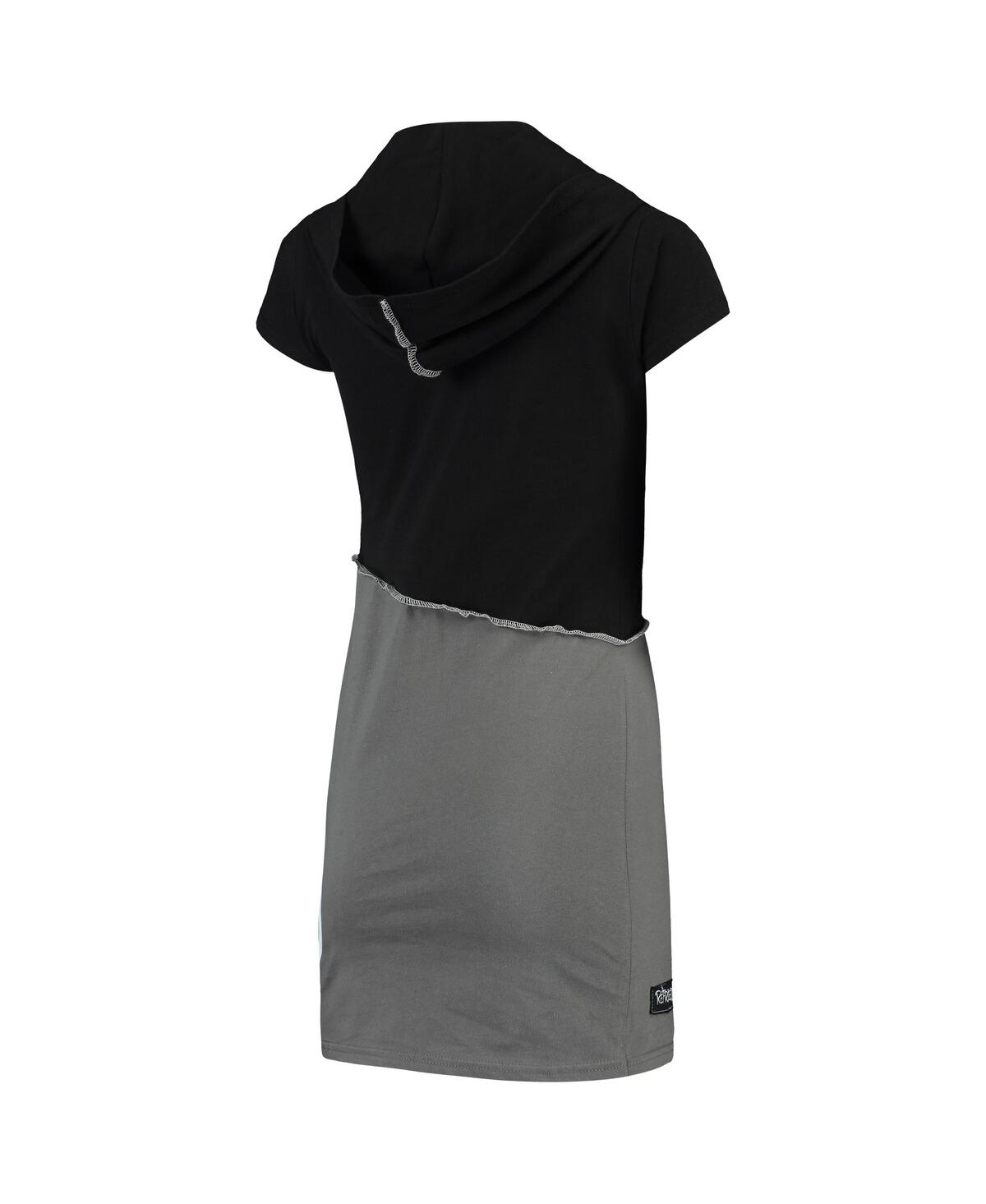 Shop Refried Apparel Women's  Black, Gray New York Jets Hooded Mini Dress In Black,gray