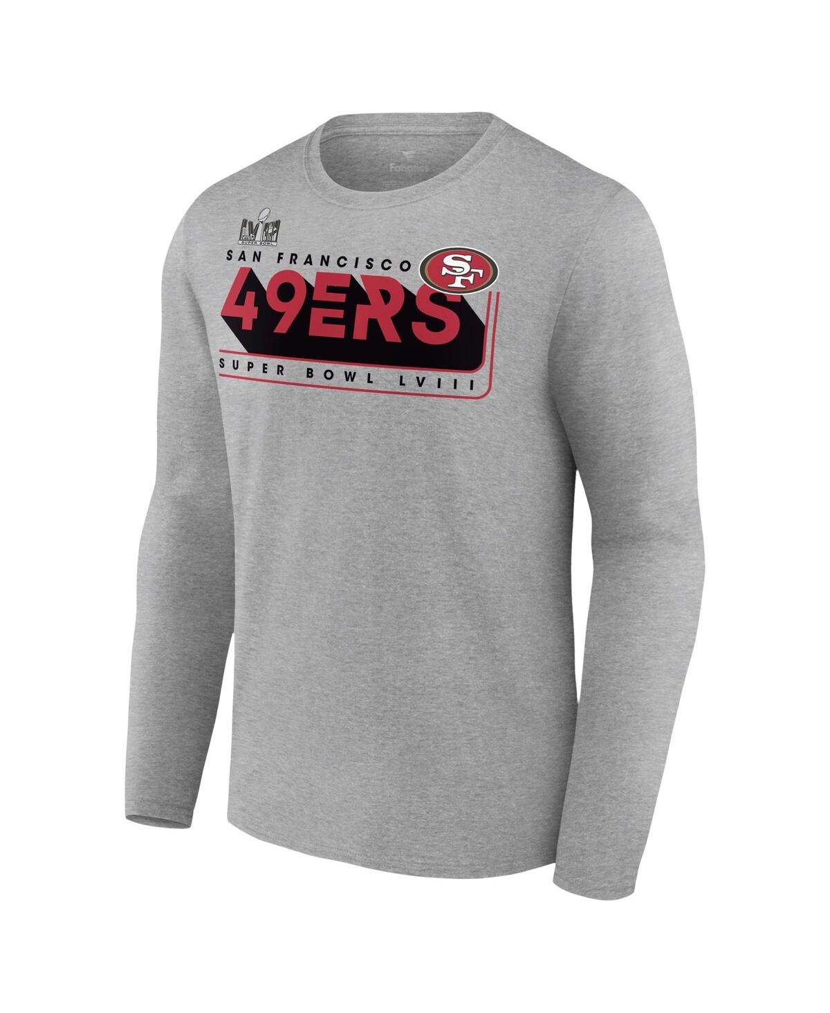 Men's FanaticsSan Francisco 49ers Super Bowl Lviii Two-Side Roster Big and Tall Long Sleeve T-shirt - Heather Gray