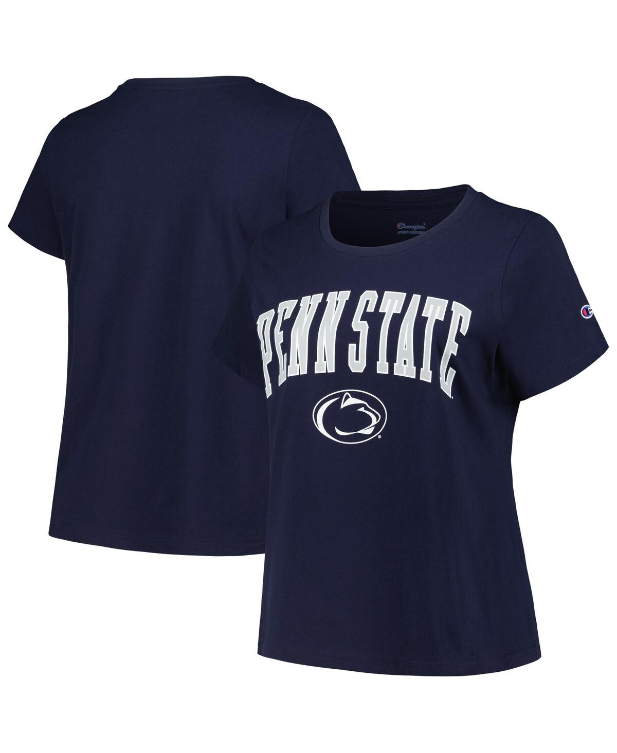 Shop Profile Women's  Navy Penn State Nittany Lions Plus Size Arch Over Logo Scoop Neck T-shirt