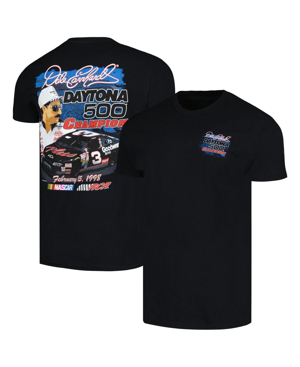 Men's Checkered Flag Sports Black Dale Earnhardt 1998 Daytona 500 Champion Anniversary T-shirt - Black