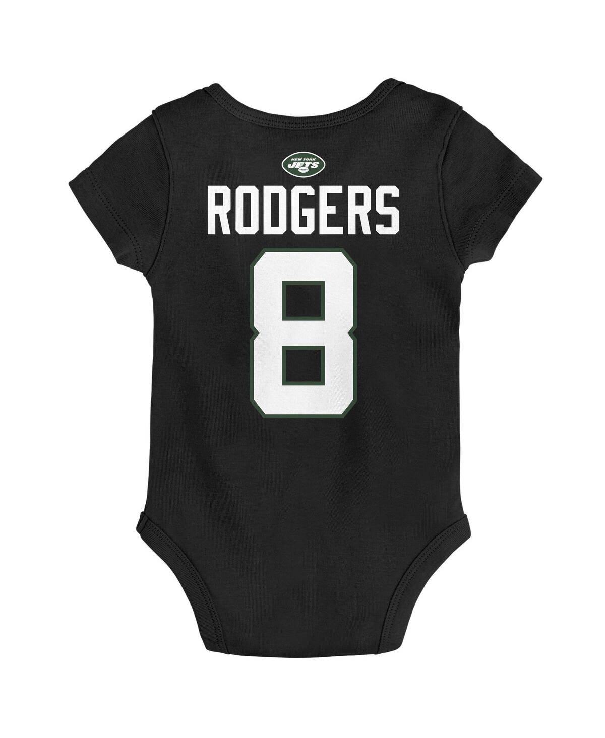 Shop Outerstuff Baby Boys And Girls Aaron Rodgers Black New York Jets Mainliner Player Name And Number Bodysuit