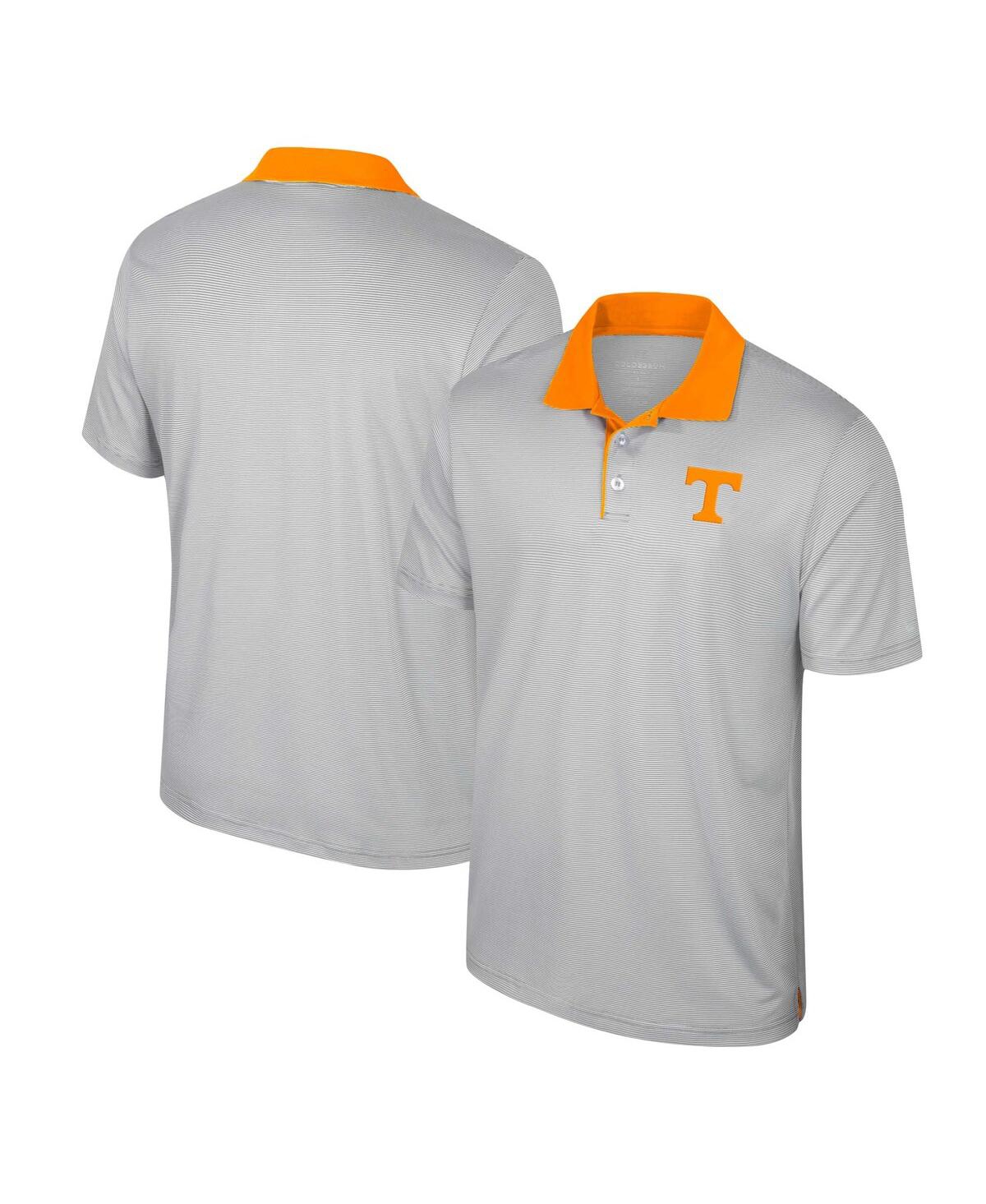 Men's Colosseum Gray Tennessee Volunteers Tuck Striped Polo Shirt - Gray