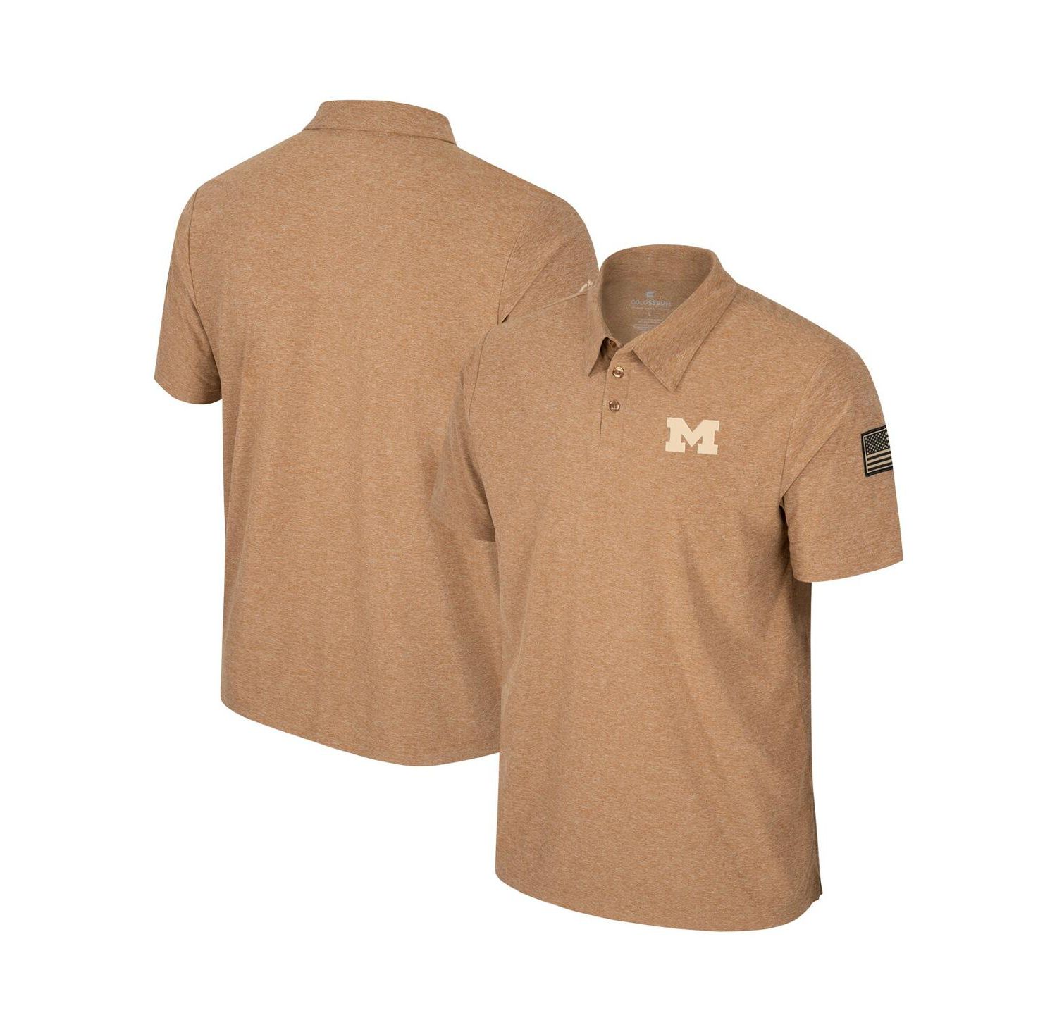 Men's Khaki Michigan Wolverines OHT Military-Inspired Appreciation Cloud Jersey Desert Polo Shirt
