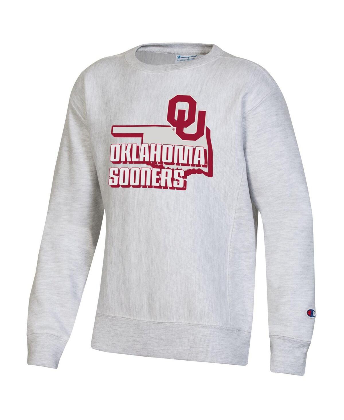 Champion Big Boys  Heather Gray Oklahoma Sooners Reverse Weave Pullover Sweatshirt In Heather Gray