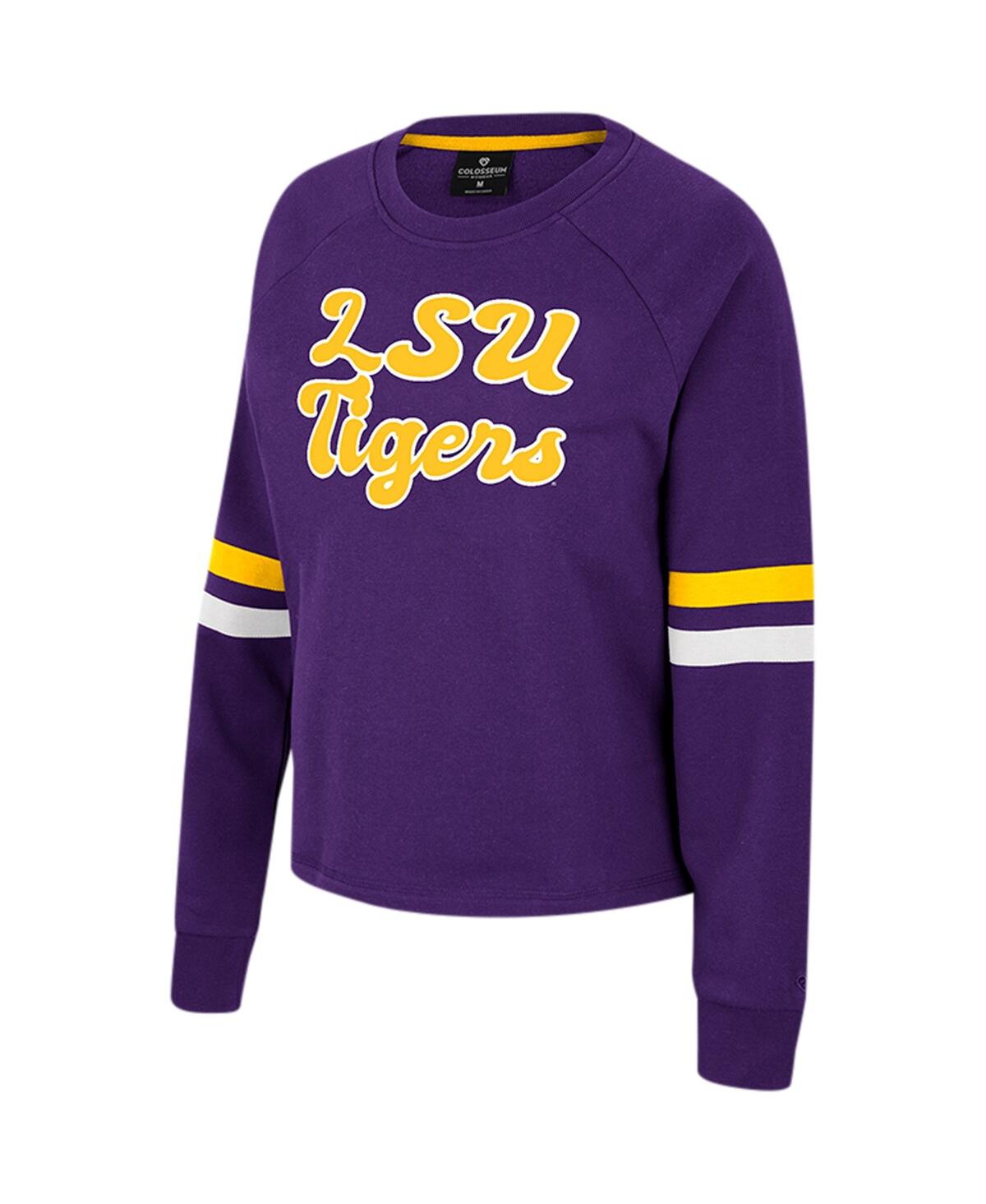 Shop Colosseum Women's  Purple Lsu Tigers Talent Competition Raglan Pullover Sweatshirt