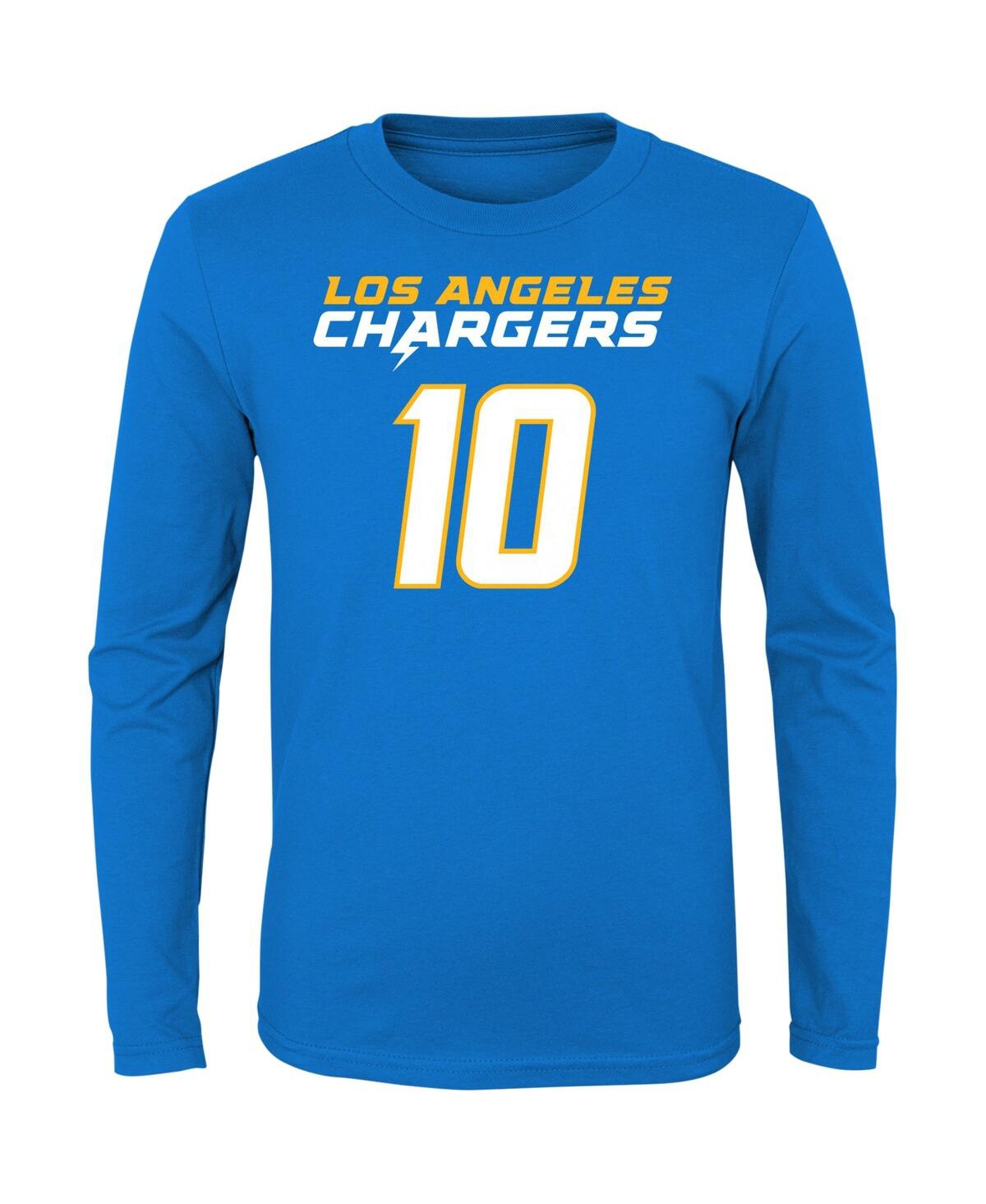 Big Boys and Girls Justin HerbertLos Angeles Chargers Mainliner Player Name and Number Long Sleeve T-shirt - Powder Blue