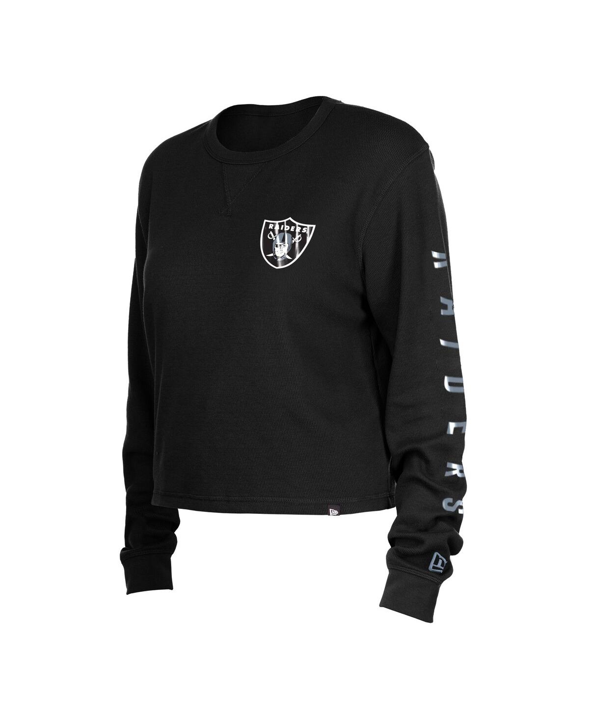 NEW ERA WOMEN'S NEW ERA BLACK LAS VEGAS RAIDERS THERMAL CROP LONG SLEEVE T-SHIRT 